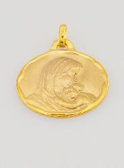 Médaille de Baptême Vierge à L'Enfant Jésus en Or