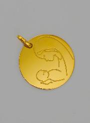 Médaille Vierge à L'Enfant en Or 9 Carats