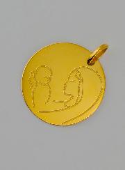 Médaille Vierge à L'Enfant en Or 9 Carats