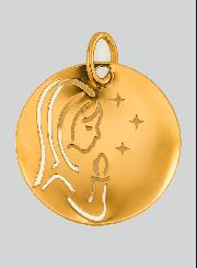 Médaille de Baptême Vierge en Prière aux étoiles en Or