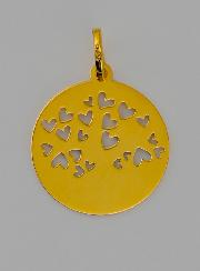 Médaille Arbre de Vie et Coeur Rouge en Or