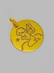 Médaille de Baptême Ange-Gardien en Prière en Or