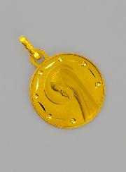 Médaille de Baptême Profil Vierge Marie au Voile en Or