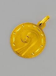 Médaille de Baptême Profil Vierge Marie au Voile en Or