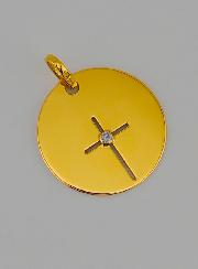 Médaille Croix de Jésus Ajourée en Or et 1 Diamant