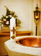 Image de Baptême - Cierge et Baptistère