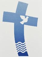 Carte de Baptême - Croix Bleu et Esprit Saint