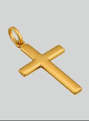 Pendentif Croix Fil Plat en Or Jaune Massif