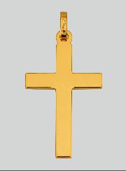 Pendentif Croix Fil Plat en Or Jaune Massif