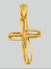 Pendentif Croix Tressée Ajourée en Or Jaune Massif