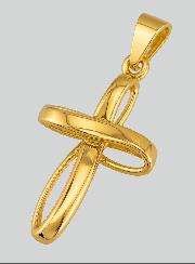 Pendentif Croix Tressée Ajourée en Or Jaune Massif
