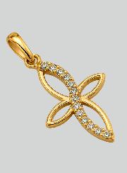 Croix Ajourée en Or Jaune Massif & Diamants