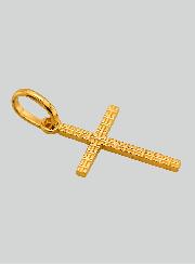 Pendentif Croix Striée en Or Jaune Massif