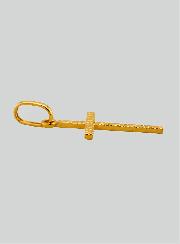 Pendentif Croix Striée en Or Jaune Massif