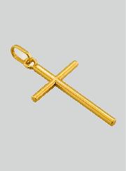 Pendentif Croix Fil Rond en Or Jaune 375/1000