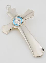 Croix de Saint Benoit en Métal Argenté - 20 cm