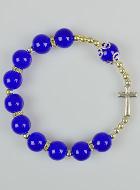 Bracelet Religieux - Croix et Perles Bleues 10mm