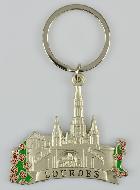 Porte-Clés Souvenir Basilique de Lourdes et Fleurs