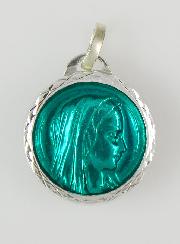 Médaille Vierge Marie Bleu Turquoise & Eau de Lourdes