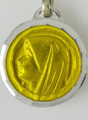 Médaille Vierge Marie Jaune & Eau de Lourdes