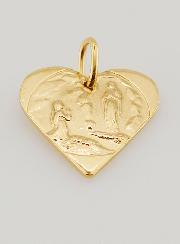 Médaille Coeur Notre Dame de Lourdes Dorée Or 24 Carats