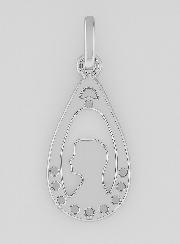Pendentif Goutte Vierge Marie - Diamant Strass & Argent
