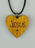 Pendentif Coeur Jésus en Bois