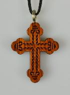 Pendentif Croix Orthodoxe en Bois