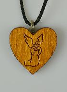 Pendentif Coeur Ange en Prière en Bois