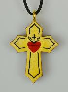 Pendentif Croix en Bois du Sacré Coeur