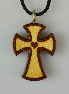 Pendentif Croix en Bois Coeur