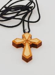 Pendentif Croix en Bois Vernis