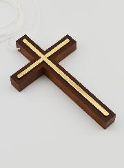 Pendentif Croix d'Aube en Bois Doré