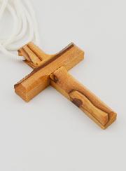 Pendentif Croix d'Aube de Communion en Bois d'Olivier