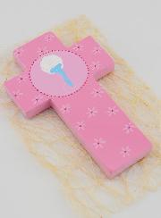 Croix Enfant en Bois Eau du Baptême - 12 cm