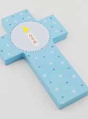 Croix Enfant Cierge Alpha Oméga - Bleu