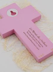 Croix Enfant Cierge Alpha Oméga - Rose