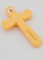 Croix Enfant Orange et Coeur Bleu - 15cm