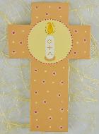 Croix en Bois Cierge Alpha & Oméga - Beige