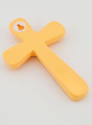 Croix en Bois Orange et Coeur Bleu