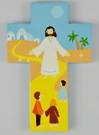 Croix Enfant en Bois - Jésus-Christ et les Enfants