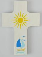Croix Enfant en Bois - Jésus Mon Guide - Blanc