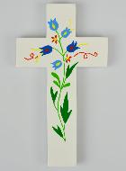 Croix Enfant en Bois - Coeur d'Amour & Tulipes