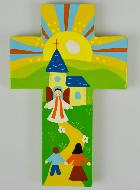 Croix Enfant en Bois - Église Prêtre & Enfants