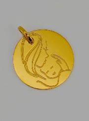 Médaille Vierge à l'Enfant Jésus en Or