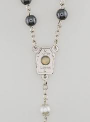 Chapelet de Lourdes en Perles Noires et Blanches - Médaille Eau de Lourdes