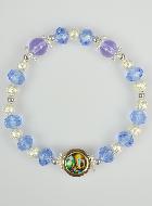 Bracelet Religieux Perles de Verre Bleue - Médaille de Lourdes