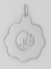 Médaille Fleur Profil Ste Vierge Marie - Argent 925/1000