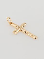 Pendentif Croix Striée - Plaqué Or
