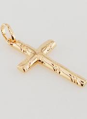 Pendentif Croix Striée - Plaqué Or